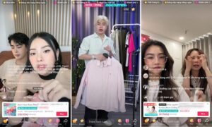 Một người dùng TikTok đang livestream bán hàng thời trang trực tiếp với khán giả của mình