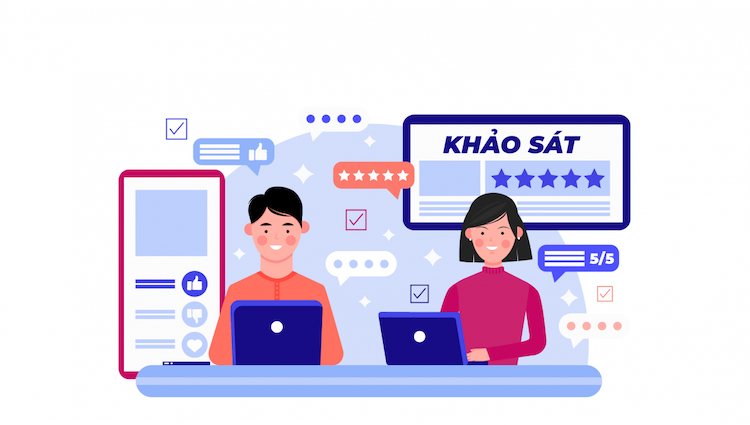 Người dùng tham gia khảo sát online trên máy tính